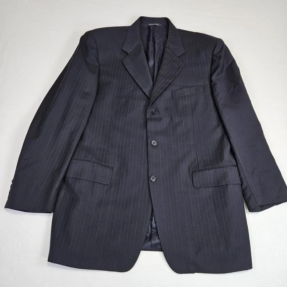 Canali Blazer Mens 42R Black Super 120s Luxury Italian Wool Suit Jacket Designer